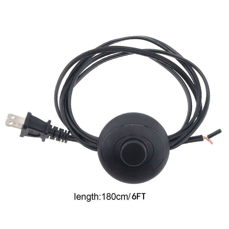 RTNLIT 6Ft Floor Foot Pedal Push Switch Inline Lamp Light On-Off Control with Wire Plug, Stripped Ends Ready for Wiring(1.8m, Black) - Image 2